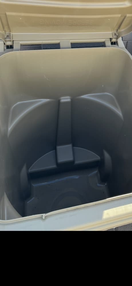 Sanitized bin interior after a deep scrub