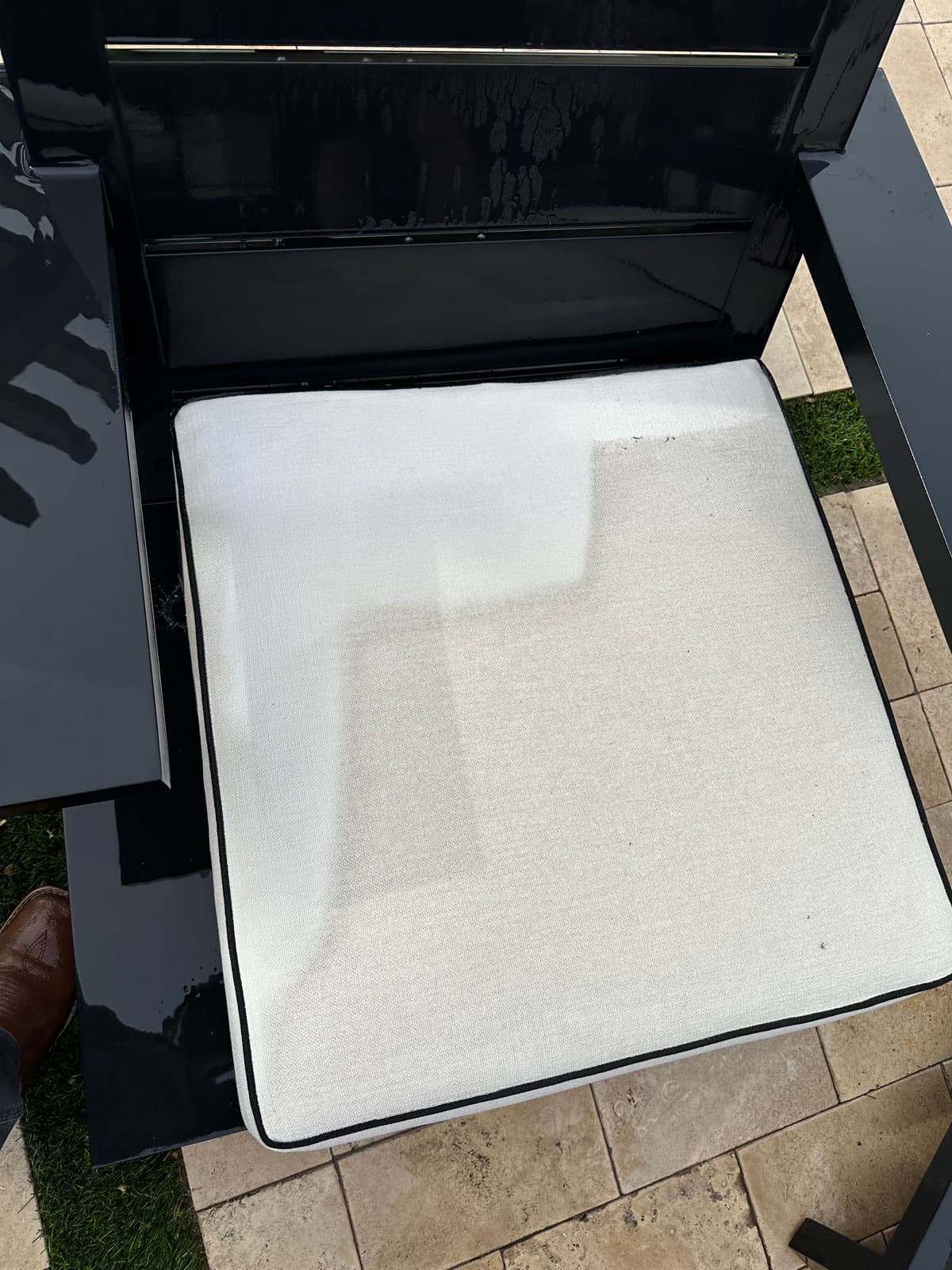 Patio furniture cushion cleaned during a Valley Shine Pro visit